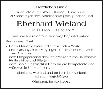 Traueranzeige von Eberhard Wieland 