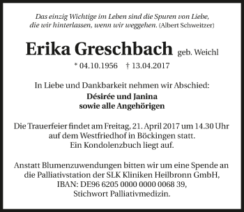 Traueranzeige von Erika Greschbach 