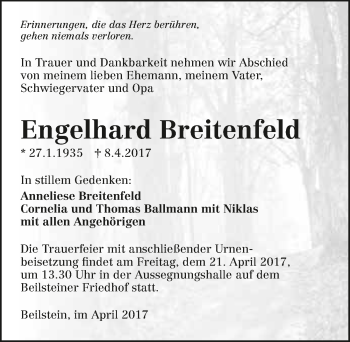 Traueranzeige von Engelhard Breitenfeld 