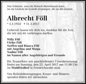 Traueranzeige von Albrecht Föll 