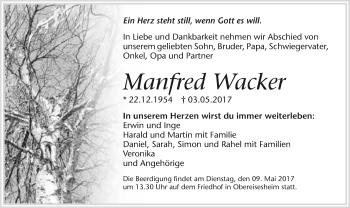 Traueranzeige von Manfred Wacker 