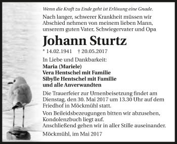 Traueranzeige von Johann Sturtz 