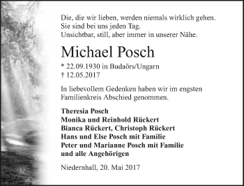 Traueranzeige von Michael Posch 