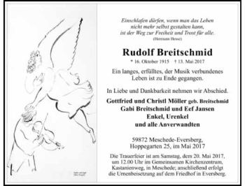 Traueranzeige von Rudolf Breitschmid 