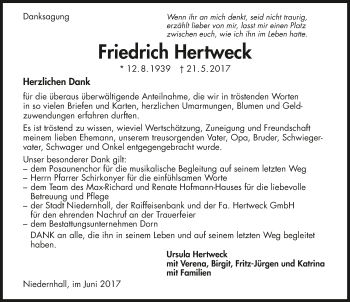 Traueranzeige von Friedrich Hertweck 