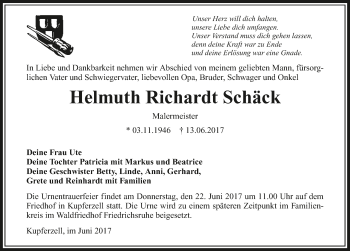 Traueranzeige von Helmuth Richardt Schäck 
