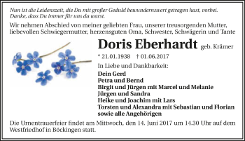 Traueranzeige von Doris Eberhardt 