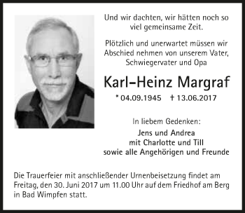 Traueranzeige von Karl-Heinz Margraf 