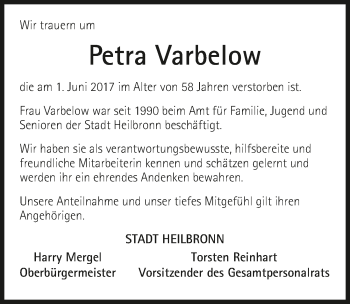 Traueranzeige von Petra Varbelow 