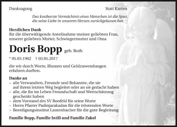 Traueranzeige von Doris Bopp 