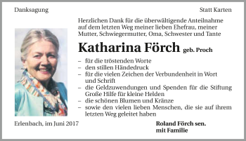 Traueranzeige von Katharina Förch 