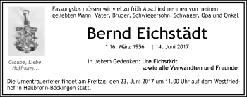 Traueranzeige von Bernd Eichstädt 