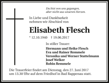 Traueranzeige von Elisabeth Flesch 