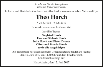 Traueranzeige von Theo Horch 