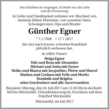 Traueranzeige von Günther Egner 