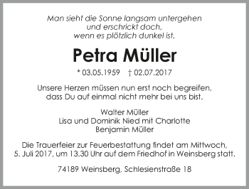 Traueranzeige von Petra Müller 