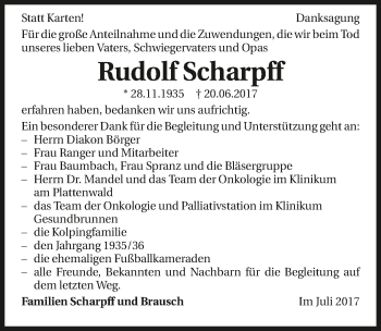 Traueranzeige von Rudolf Scharpff 