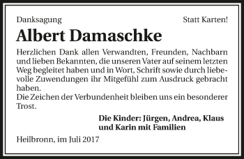 Traueranzeige von Albert Damaschke 