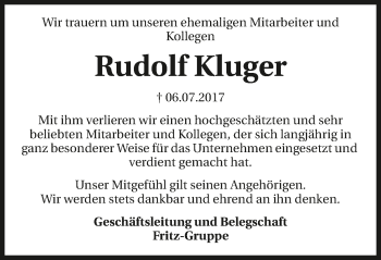 Traueranzeige von Rudolf Kluger 