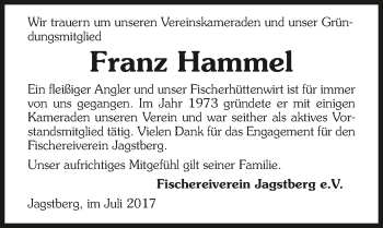 Traueranzeige von Franz Hammel 
