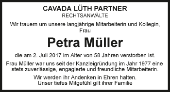 Traueranzeige von Petra Müller 