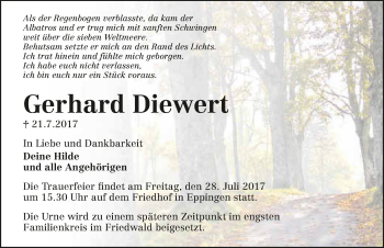 Traueranzeige von Gerhard Diewert 