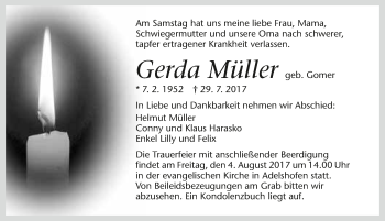 Traueranzeige von Gerda Müller 
