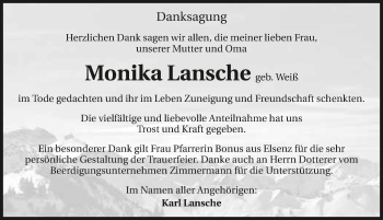 Traueranzeige von Monika Lansche 