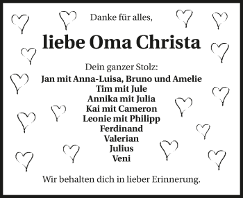 Traueranzeige von Christa Grittmann 