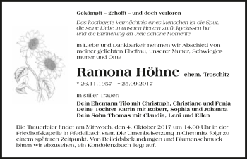Traueranzeige von Ramona Höhne 