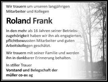 Traueranzeige von Roland Frank 