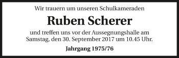 Traueranzeige von Ruben Scherer 