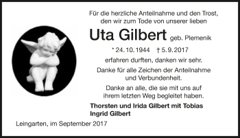 Traueranzeige von Uta Gilbert 