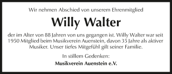 Traueranzeige von Willy Walter 