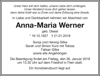 Traueranzeige von Anna-Maria Werner 