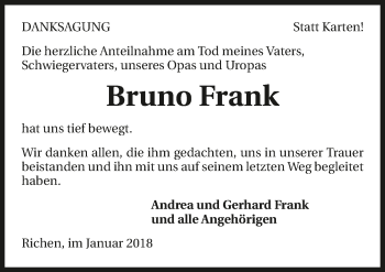 Traueranzeige von Bruno Frank 