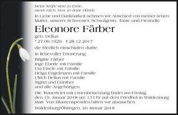 Traueranzeige von Eleonore Färber 