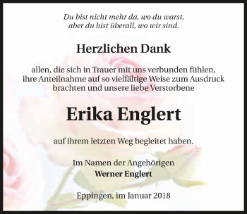 Traueranzeige von Erika Englert 