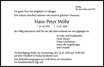 Traueranzeige von Hans-Peter Wöhr 