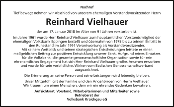 Traueranzeige von Reinhard Vielhauer 