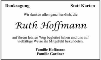 Traueranzeige von Ruth Hoffmann 