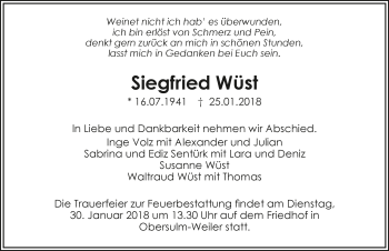 Traueranzeige von Siegfried Wüst 