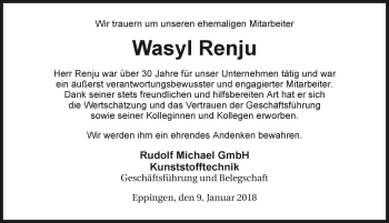 Traueranzeige von Wasyl Renju 