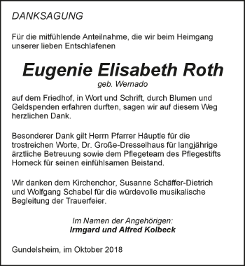 Traueranzeige von Eugenie Roth 