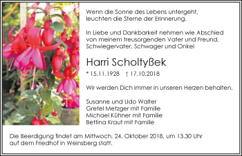 Traueranzeige von Harri Scholtyßek 