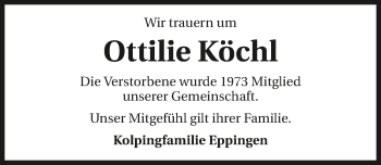 Traueranzeige von Ottilie Köchl 