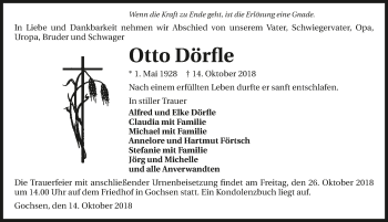 Traueranzeige von Otto Dörfle 