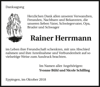 Traueranzeige von Rainer Herrmann 