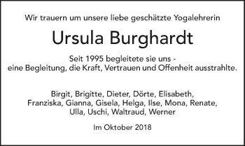 Traueranzeige von Ursula Burghardt 