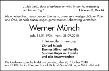 Traueranzeige von Werner Münch 